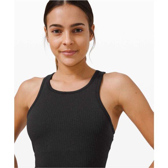 EUC Lululemon Ebb To Street Racerback Crop Tank Black Ribbed Size 4 Cropped - Picture 9 of 12